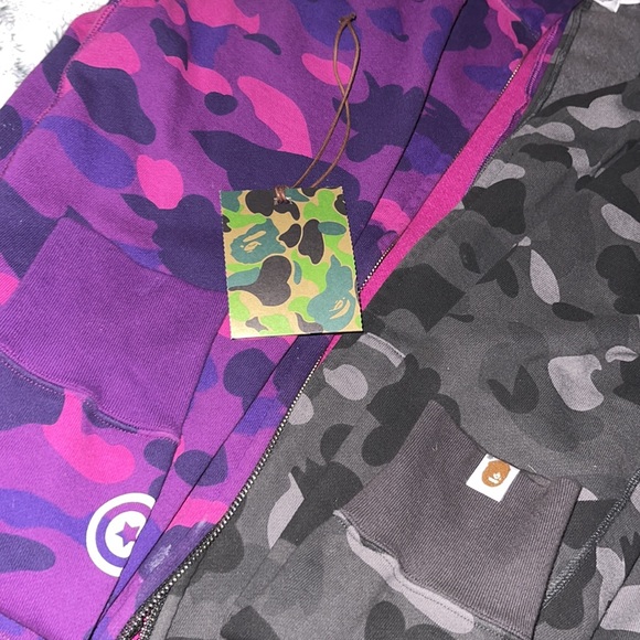 ORIGINAL BAPE SPLIT CAMO ZIP UP WITH FACE MASK! - Picture 6 of 7